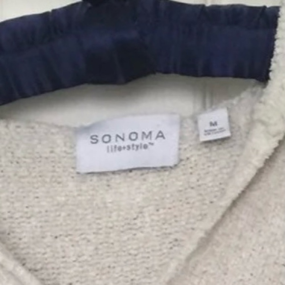 Sonoma Beige V-Neck Knit Sweater with Hoodie Medium - Picture 5 of 5